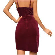 Fashion Solid Velvet Asymmetric Dress