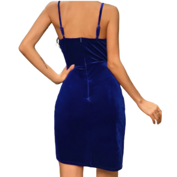 Fashion Solid Velvet Asymmetric Dress