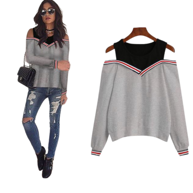 Casual winter long sleeves sweater two tone color