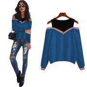 Casual winter long sleeves sweater two tone color