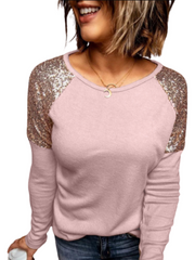 Glam Sequin Stitched Long Sleeve Top