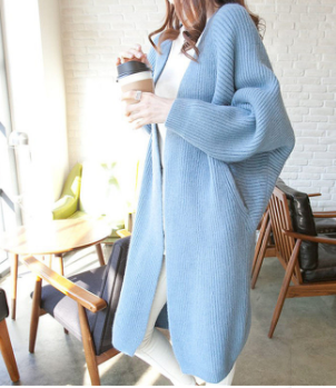 knit coat women's long cardigan sweater