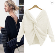 open-back irregular criss-cross wool knit cashmere