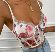 See-Through Floral Print Camisole Top