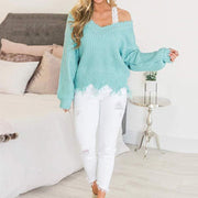 Fringe Distressed Off The Shoulder Autumn Sweater